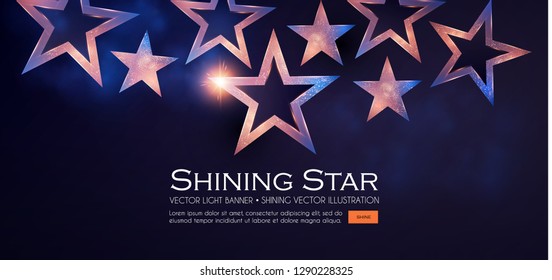 Elegant Stars Background with Gold Glitter Effect. Vector illusratration