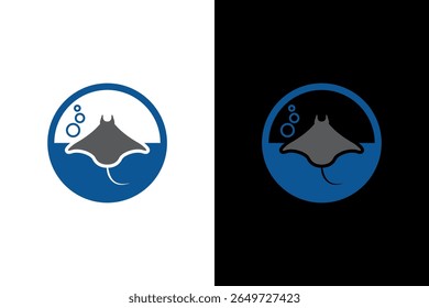 Elegant Stingray in Ocean Circle Illustration