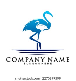 Elegant stork illustration vector logo