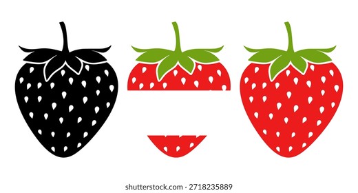 Marco elegante del monograma de la fruta de fresa para el Vector inicial de la marca