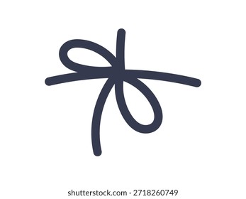 Eleganter Streichbogen mit gepflegten Schleifen und dekorativer Knotenbindung, ideal für Geschenkverpackungen, Ferienverpackungen, Kunsthandwerk, Hochzeitseinladungen oder festliches Dekor auf weißem Hintergrund, flache Vektorgrafik.
