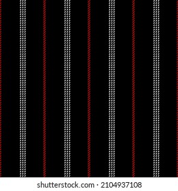 Elegant stripe pattern in black, red, white. Seamless abstract geometric textured vertical stripes for spring, summer, autumn, winter dress, shirt, jacket, other modern smart fashion textile design.