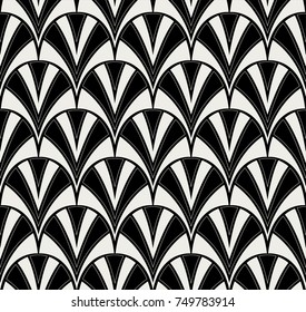 Elegant Stripe Vector Floral Art Nouveau Seamless Pattern. Geometric decorative leaves texture. Retro stylish background. 