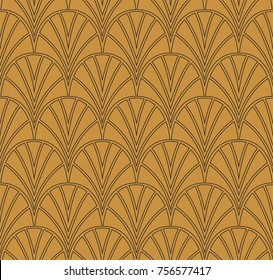 Elegant Stripe Vector Floral Art Nouveau Seamless Pattern. Geometric decorative leaves texture. Retro stylish background. 