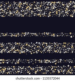 Elegant striped background. Stripes from random stars. Isolated gradient celestial elements. Yellow pearl nacre shine. Holiday celebration luminous vector template for decorations