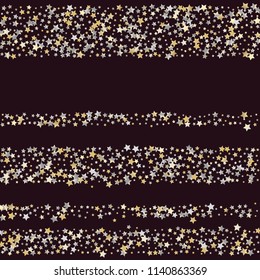 Elegant striped background. Stripes from random stars. Isolated gradient stellar elements. Yellow pearl nacre shine. Iridescent festive  celebration vector  template