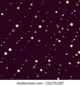 Elegant striped background. Stripes from random stars. Isolated gradient stellar elements. Platinum chrome metallic gloss. Iridescent glitter festive celebration vector template for decorations