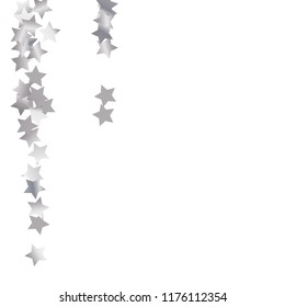 Elegant striped background. Stripes from random stars.  Isolated gradient celestial elements. Platinum metal shine. Holiday celebration luminous glossy vector template for decoration