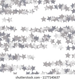 Elegant striped background. Stripes from random stars.  Isolated gradient stellar elements. Platinum metal glitter. Holiday celebration luminous glossy vector template for decoration