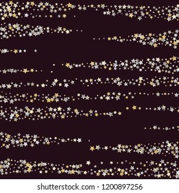Elegant striped background. Stripes from random stars.  Isolated gradient celestial elements. Yellow pearl nacre gloss. Festive iridescent holographic shine effect vector template for decoration