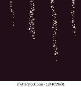 Elegant striped background. Stripes from random stars.  Isolated gradient celestial elements. Yellow pearl nacre glitter. Festive iridescent holographic shine effect vector template for decoration