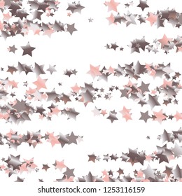 Elegant striped background. Stripes from random stars.  Isolated gradient celestial elements. Pink purple pearl nacre shine Holiday celebration luminous glossy vector template for decoration