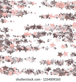Elegant striped background. Stripes from random stars.  Isolated gradient celestial elements. Pink purple pearl nacre gloss Festive iridescent holographic shine effect vector template for decoration
