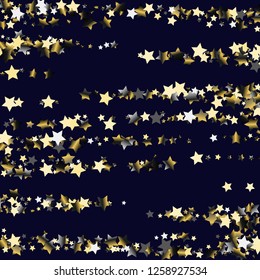 Elegant striped background. Stripes from random stars. Isolated gradient stellar elements. Platinum chrome metal shine. Holiday celebration luminous glossy vector template for decorations