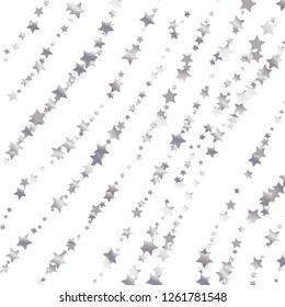 Elegant striped background. Stripes from random stars.  Isolated gradient stellar elements. Platinum metallic gloss. Iridescent glitter festive celebration vector template for decoration