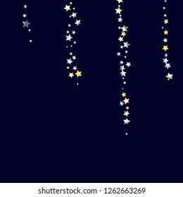 Elegant striped background. Stripes from random stars.  Isolated yellow blue white grey gradient celestial elements. Iridescent glitter festive  celebration vector  template for decorations