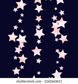 Elegant striped background. Stripes from random stars.  Isolated gradient stellar elements. Pink purple pearl nacre glitter Holiday celebration luminous glossy vector template for decoration