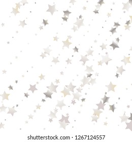 Elegant striped background. Stripes from random stars.  Isolated gradient stellar elements. Pearl nacre gloss. Holiday celebration luminous glossy vector template for decoration