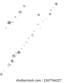 Elegant striped background. Stripes from random stars.  Isolated gradient celestial elements. Platinum metal glitter. Festive iridescent holographic shine effect vector template for decoration