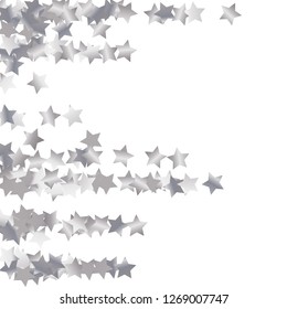 Elegant striped background. Stripes from random stars.  Isolated gradient stellar elements. Platinum metal shine. Festive iridescent holographic shine effect vector template for decoration