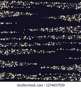 Elegant striped background. Stripes from random stars.  Isolated gradient celestial elements. Yellow pearl nacre shine. Holiday celebration luminous glossy vector template for decoration