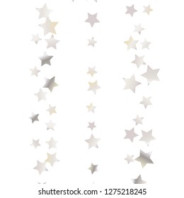 Elegant striped background. Stripes from random stars.  Isolated gradient stellar elements. Pearl nacre gloss. Holiday celebration luminous glossy vector template for decoration