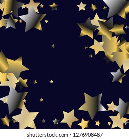 Elegant striped background. Stripes from random stars. Isolated gradient stellar elements. Platinum chrome metal glitter. Festive iridescent holographic shine effect vector template for decorations
