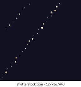 Elegant striped background. Stripes from random stars.  Isolated gradient celestial elements. Yellow pearl nacre glitter. Holiday celebration luminous glossy vector template for decoration