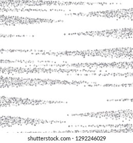 Elegant striped background. Stripes from random stars.  Isolated gradient celestial elements. Platinum metal glitter. Festive iridescent holographic shine effect vector template for decoration