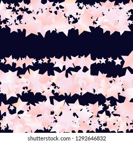Elegant striped background. Stripes from random stars.  Isolated gradient stellar elements. Pink purple pearl nacre shine Festive iridescent holographic shine effect vector template for decoration