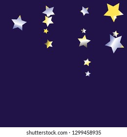 Elegant striped background. Stripes from random stars.  Isolated yellow blue white grey gradient celestial elements. Holiday celebration luminous glossy vector template for decorations