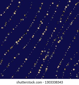 Elegant striped background. Stripes from random stars. Isolated gradient celestial elements. Platinum chrome metal shine. Iridescent glitter festive celebration vector template for decorations