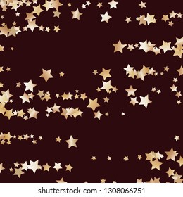 Elegant striped background. Stripes from random stars.  Isolated gradient stellar elements. Brass metal shine. Festive iridescent holographic shine effect vector template for decorations