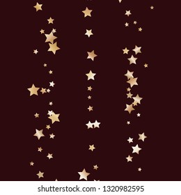 Elegant striped background. Stripes from random stars.  Isolated gradient celestial elements. Brass metal glitter. Festive iridescent holographic shine effect vector template for decorations