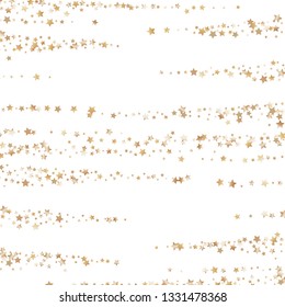 Elegant striped background. Stripes from random stars.  Isolated gradient stellar elements. Brass metal glitter. Holiday celebration luminous glossy vector template for decorations