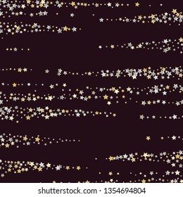 Elegant striped background. Stripes from random stars.  Isolated gradient celestial elements. Yellow pearl nacre shine. Holiday celebration luminous glossy vector template for decoration