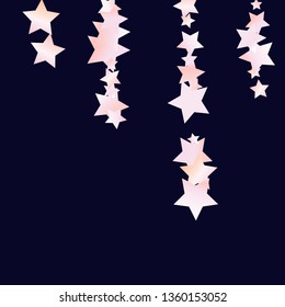 Elegant striped background. Stripes from random stars.  Isolated gradient celestial elements. Pink purple pearl nacre shine Holiday celebration luminous glossy vector template for decoration