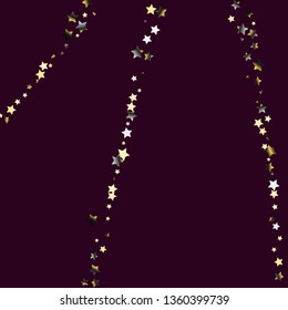 Elegant striped background. Stripes from random stars. Isolated gradient stellar elements. Platinum chrome metal shine. Festive iridescent holographic shine effect vector template for decorations