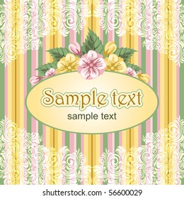 Elegante fondo floral rayado, vector
