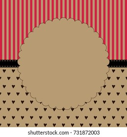 Elegant stripes and hearts frame, card