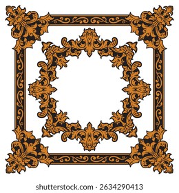 Quadro retangular estruturado elegante com destaques dourados