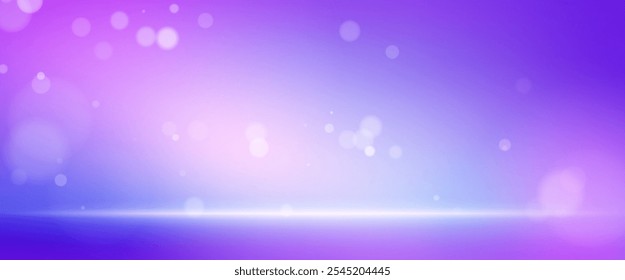 Elegante fondo de estudio con suave transición de degradado de tonos azules ricos a tonos púrpuras vibrantes, y partículas dispersas y efectos bokeh brillantes. Configuración de limbo para Fotografía o promoción de productos.