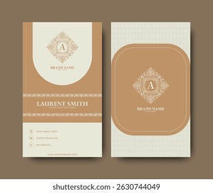 Elegant Style Business Card Design with Ornament Logo