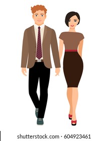 Elegant style couple in business clothes. Vector illustration