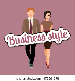 Elegant style couple in business style clothing vector concept