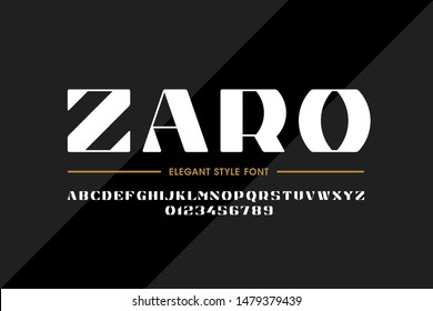 Elegant style font design, alphabet letters and numbers, vector illustration