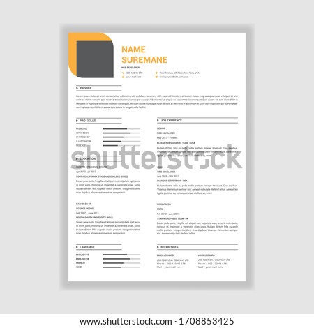 Elegant style resume design vector template