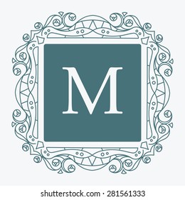 Elegant style vector monogram design template in popular aquamarine gamma. Excellent for logo design. Vector illustration