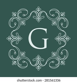 Elegant style vector monogram design template in green gamma. Excellent for logo design. Vector illustration.