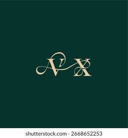 elegant style with wavy line VX monogram initial logo design letter organic curve wedding